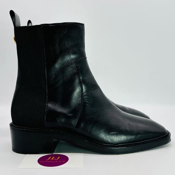 Tory Burch Shoes - Tory Burch Women's Sierra Black Leather Square Toe Pull On Chelsea Boots Size 8
